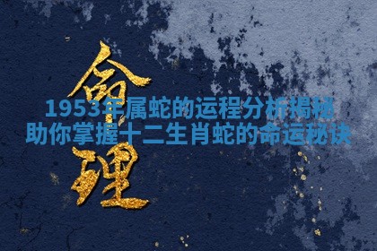 1953年属蛇的运程分析揭秘助你掌握十二生肖蛇的命运秘诀