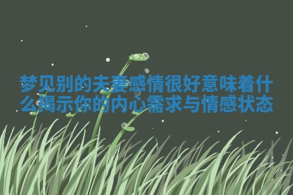 梦见别的夫妻感情很好意味着什么揭示你的内心需求与情感状态